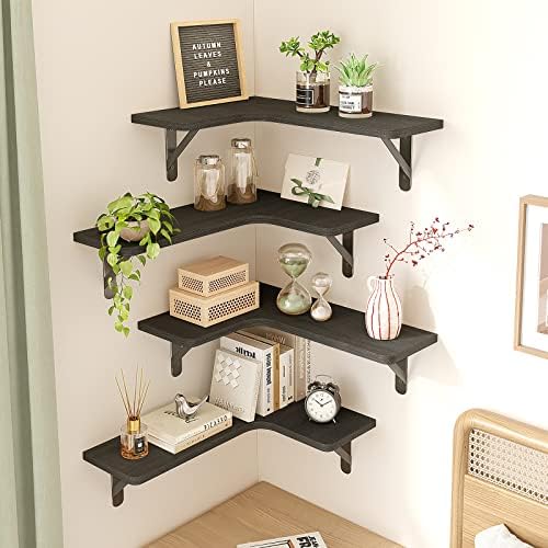 Fixwal Corner Floating Shelves Set of 5 Black 1