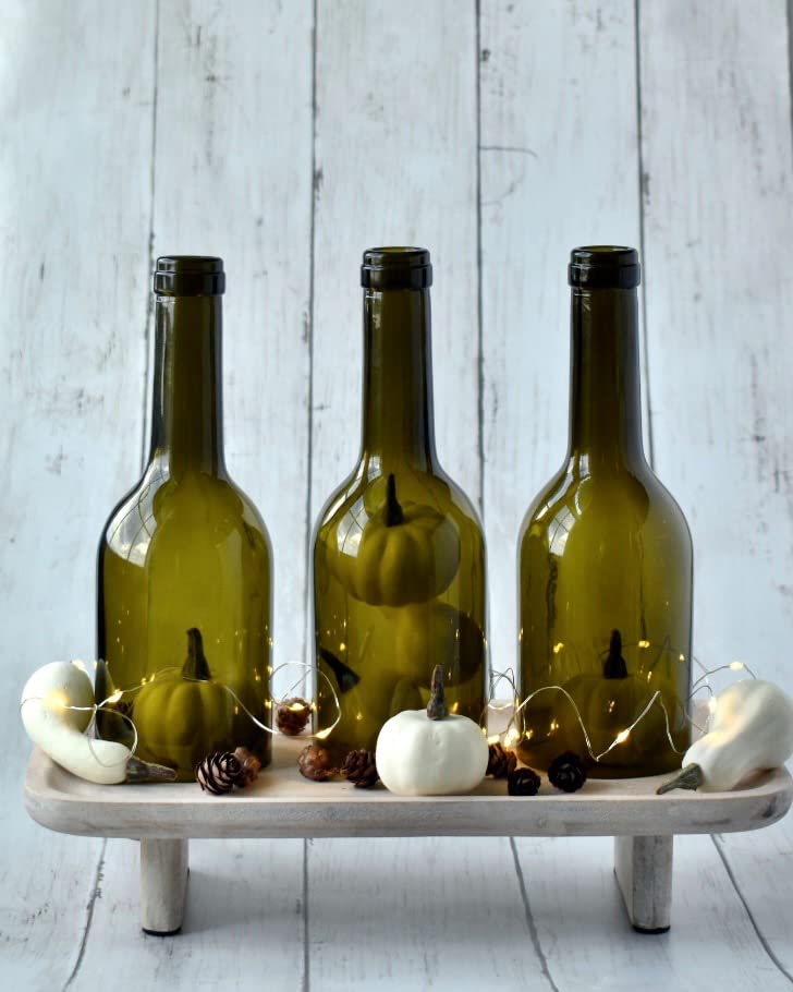 Cut Wine Bottle Candle Holder 8 Inches Tall