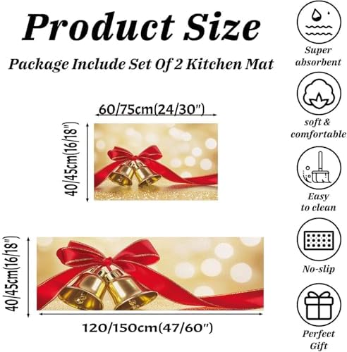JRZEOCI Kitchen Mat Set 2PCS Waterproof Non-Slip 1