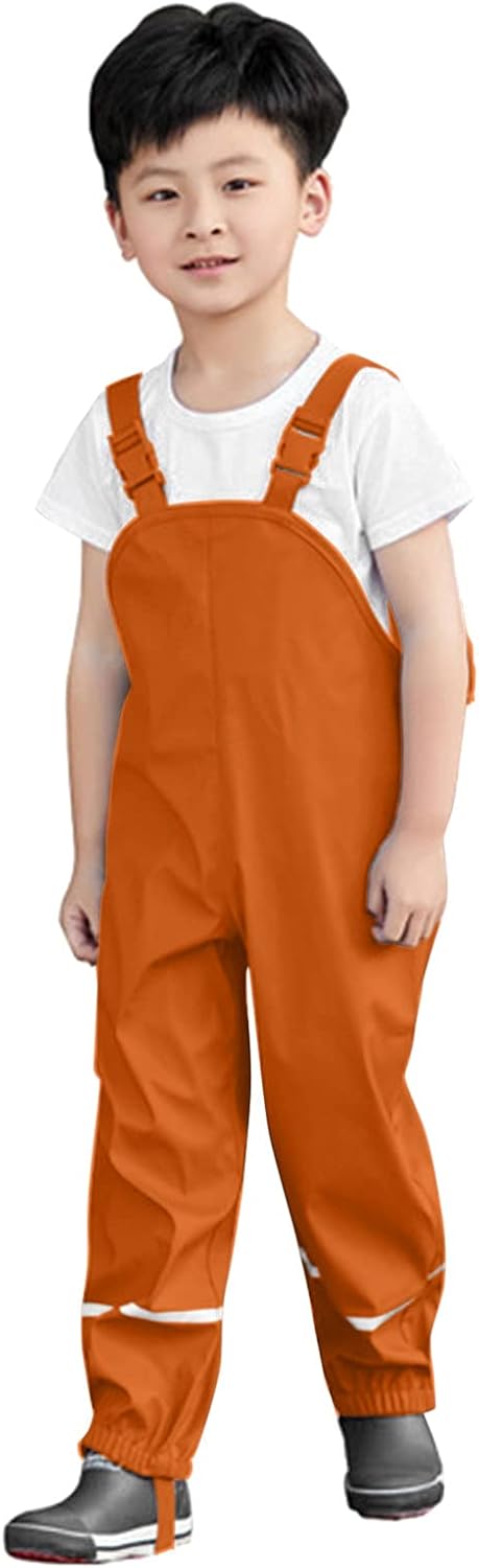 Waterproof Rain Pants for Kids with Hood and Elastic Straps