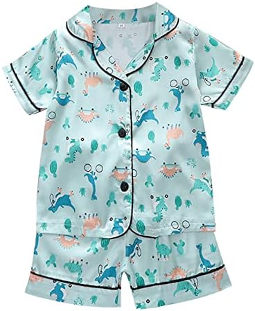 Silky Satin Pajamas Set for Kids 2Pcs Summer Button-Down Sleepwear