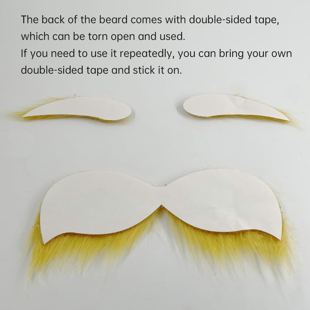 ikasus Yellow Fake Mustache and Eyebrows for Cosplay 1
