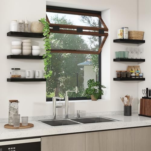 Heimlove 16 inch Black Floating Shelves Set of 2