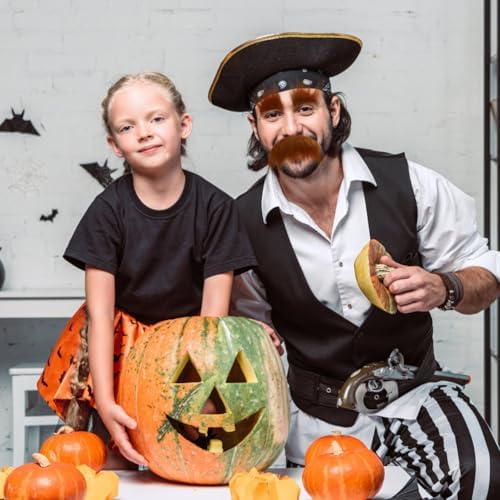 ikasus Brown Mustache Eyebrow Kit for Halloween Costumes