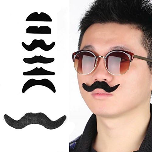 12 Pcs Black Fake Mustaches Self Adhesive 6 Styles