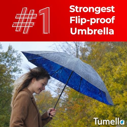 TUMELLA Flip-proof Inverted Travel Umbrella 46