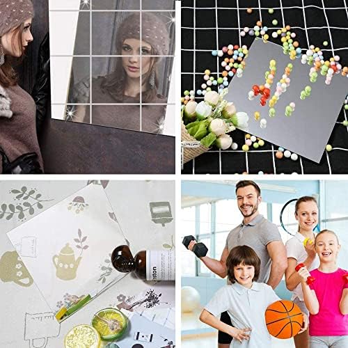 18Pcs Acrylic Mirror Tiles Self-Adhesive Removable Wall Stickers