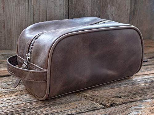 Leather Dopp Kit for Men Personalized Travel Organizer