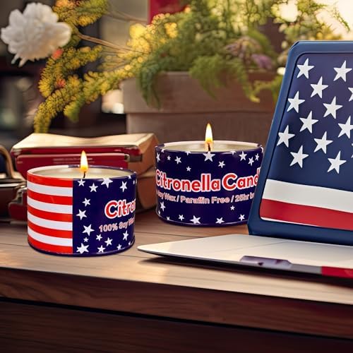 4 Pack 4 Oz 25 Hour Citronella Candles with National Flag Design