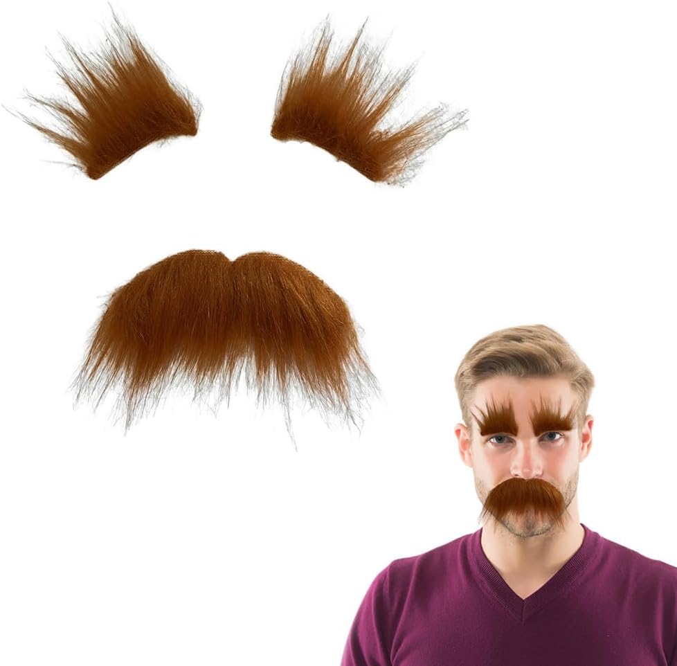 ikasus Brown Mustache Eyebrow Kit for Halloween Costumes