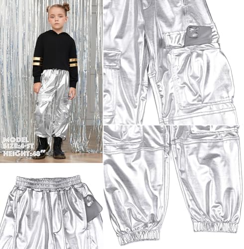 Perfashion Metallic Cargo Pants for Girls 6-15Y 1