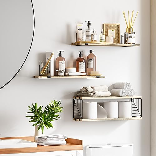 Fixwal 31 Tier Floating Shelves Over Toilet Storage Wood Unit Rustic Brown