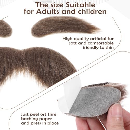 2 Sets Fake Mustache and Eyebrows for Costume