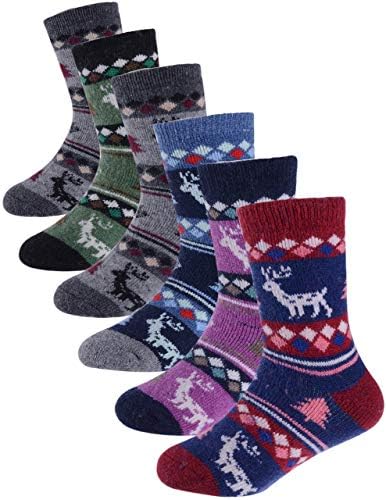 ProEtrade Thick Merino Wool Socks 6 Pack Kids Winter Hiking