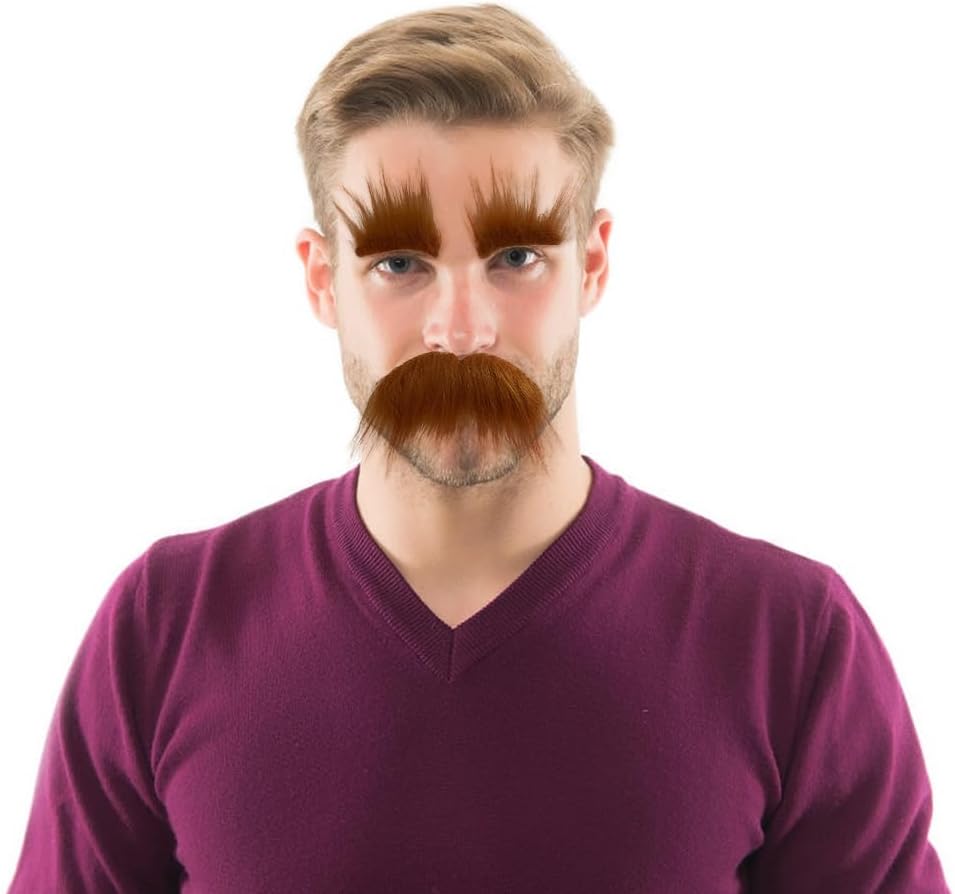 ikasus Brown Mustache Eyebrow Kit for Halloween Costumes