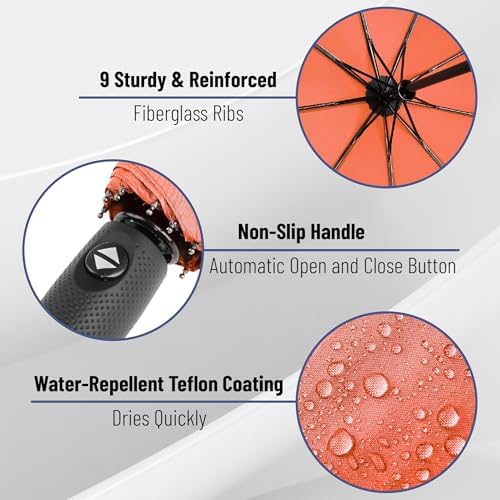 Mr Pen Windproof Travel Umbrella Orange Red