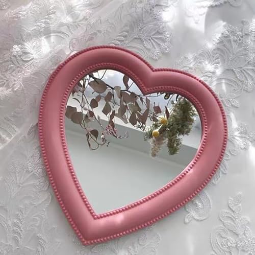 XPXKJ Heart Shaped Mirror 11 Inch Pink 2-in-1 WallTabletop