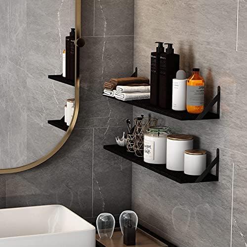 YGEOMER Floating Shelves Set of 4 Black Wall Shelves