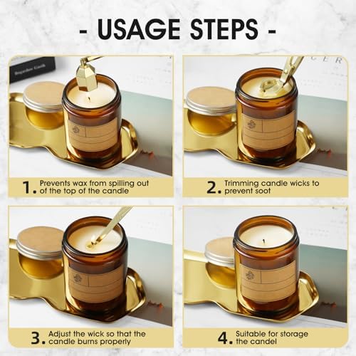 PATOISE 4 in 1 Candle Accessory Set Stainless Steel Gold