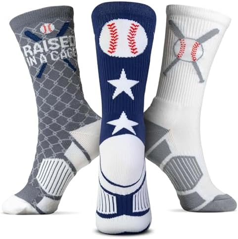 ChalkTalkSPORTS Baseball Crew Socks Set of 3 - Youth Adult