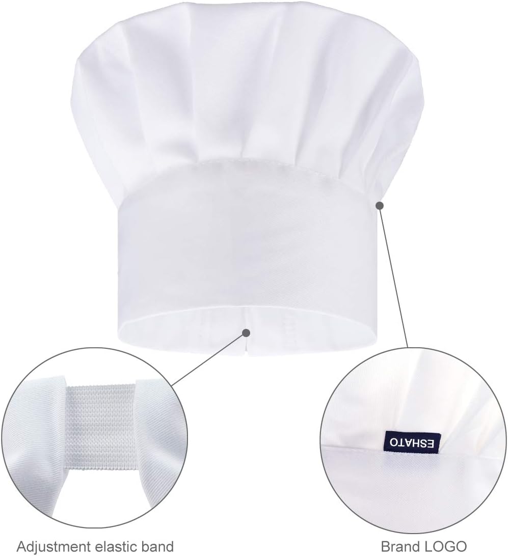 ESHATO Kids Chef Hat Adjustable for 5-12 Years