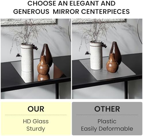 10 Square Mirror Centerpieces 12Pcs Set with Non-Slip Feet