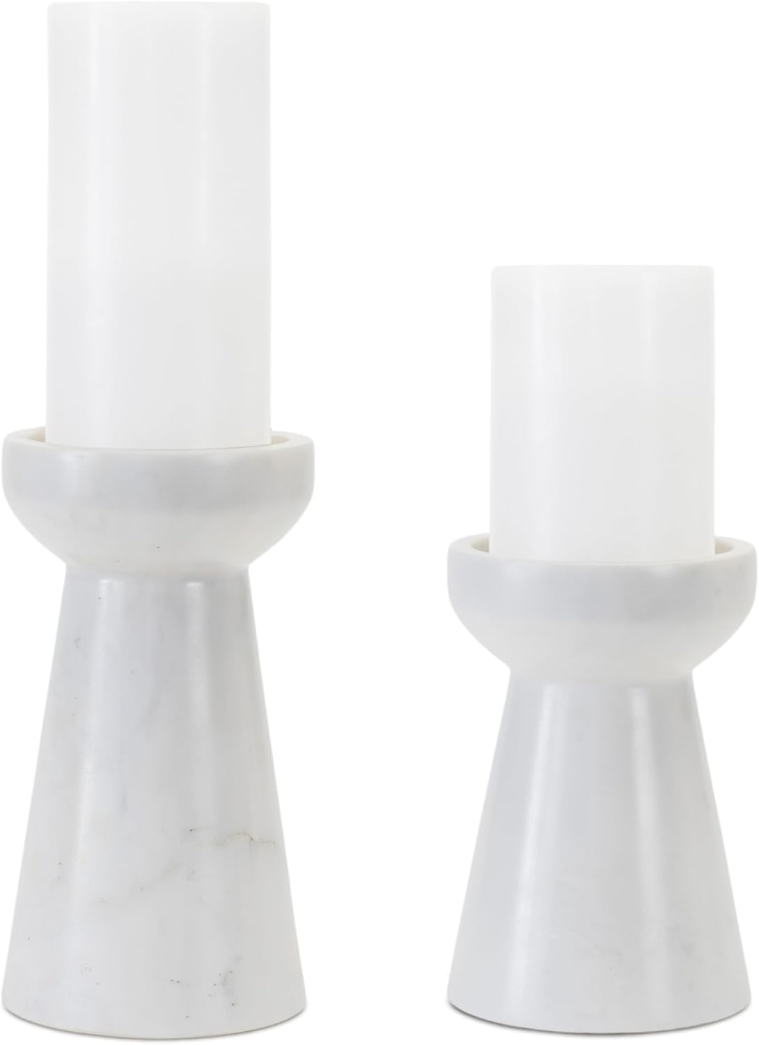 Melrose Tapered Marble Candle Holder Set of 2