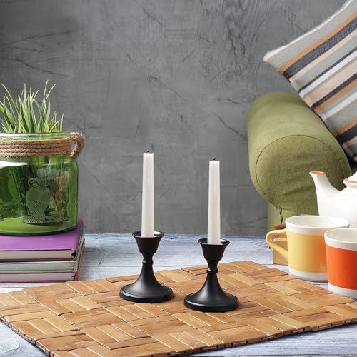 Relly Black Taper Candlestick Holders Set of 2