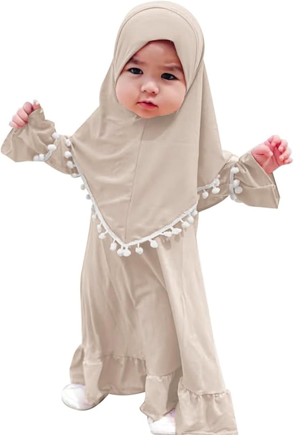 Girls Prayer Cloth Abaya Hijab Set for Toddler Girl Ramadan