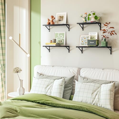 YGEOMER Floating Shelves Set of 4 Black Wall Shelves