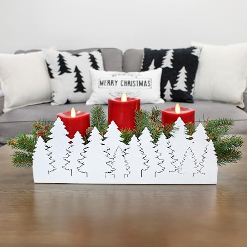 AuldHome Design Christmas Tree Galvanized Tray White