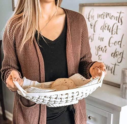 DEMDACO White Bread Basket Ceramic Decorative Bowl With Towel