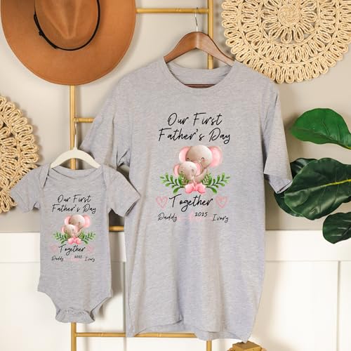 Our First Fathers Day Personalized Matching Shirts Set