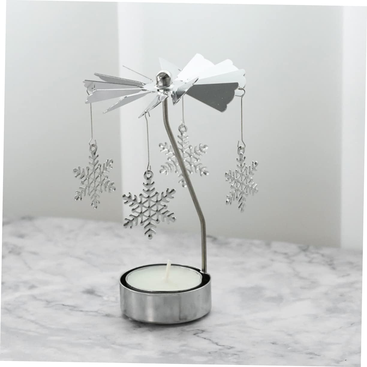 Rotating Candlestick with Snowflake Windmill Design