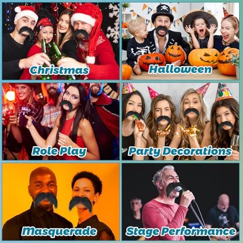 Yolev Fake Mustache Black Beard Adhesive for Adults