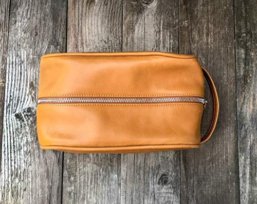 Leather Dopp Kit for Men Personalized Travel Organizer