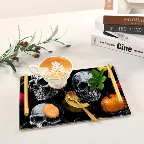 Skull Fruit Vanity Serving Tray Acrylic Metal Handle