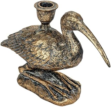 Creative Co-Op Decorative Resin Bird Taper Holder Distressed Gold