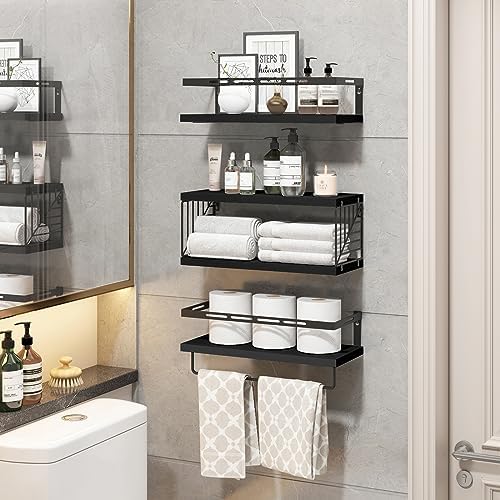Fixwal 31 Tier Bathroom Floating Shelf with Towel Bar