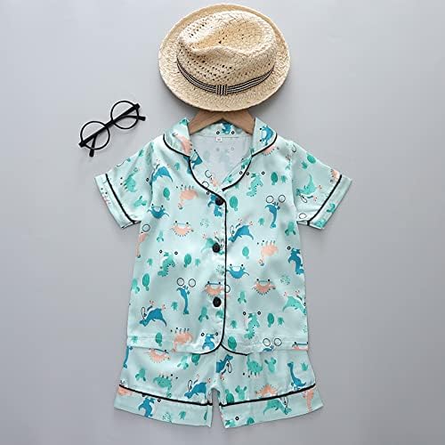 Silky Satin Pajamas Set for Kids 2Pcs Summer Button-Down Sleepwear