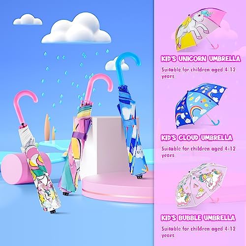 EAONE Kids Umbrella with J Handle and Whistle