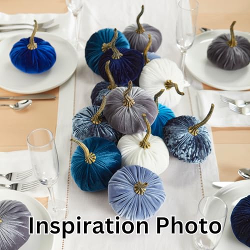 Set of 4 Small Velvet Pumpkins for Home Decor