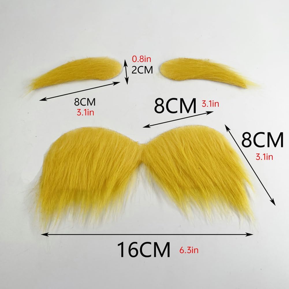 ikasus Yellow Fake Mustache and Eyebrows for Cosplay 1