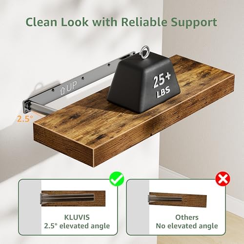 KLUVIS Floating Shelves Set of 3 Rustic Brown 1