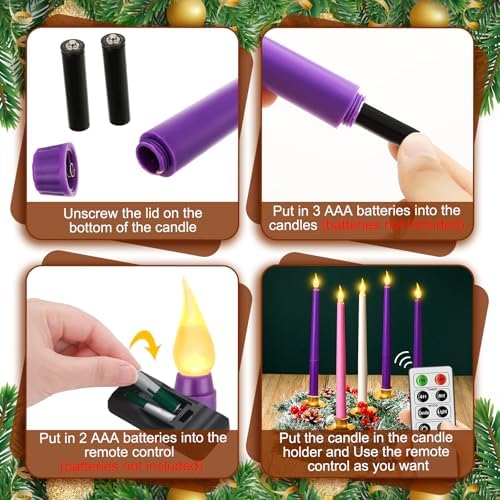 Tioncy 12 Inch Christmas Advent Wreath with 5 Flameless Candles 1