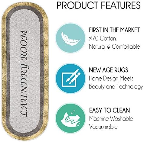 SUSSEXHOME Non-Slip Washable Laundry Rug 20x59 Inches