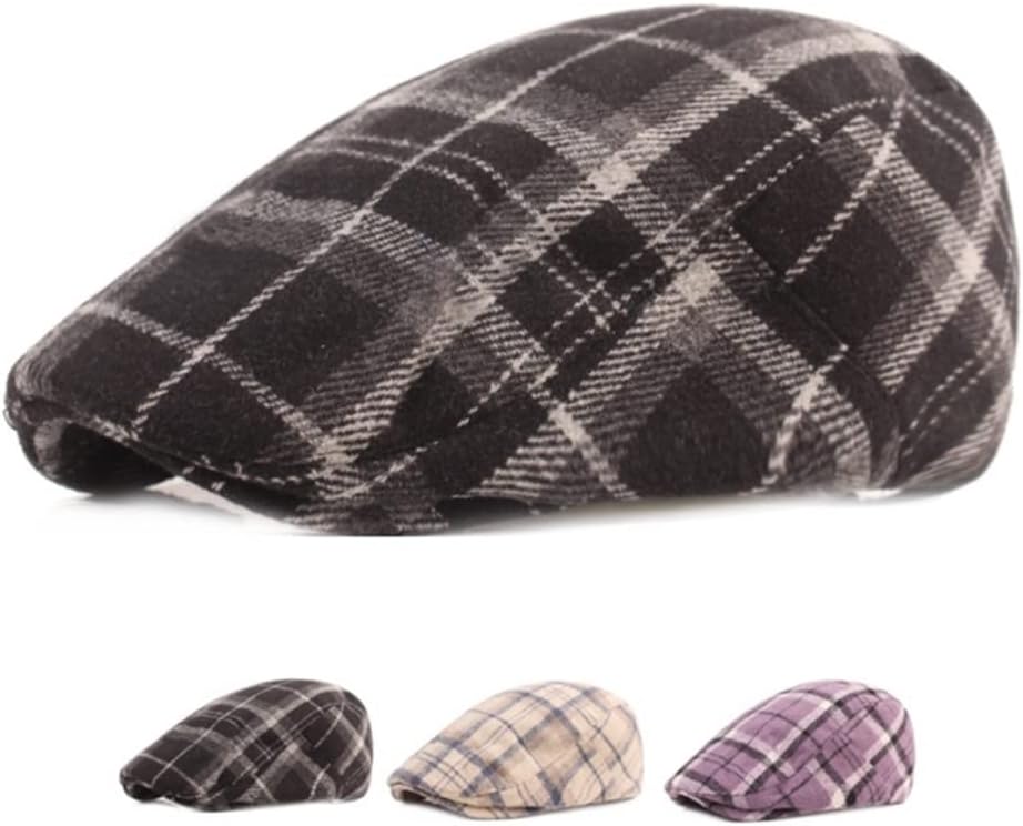 GONGKANGYUAN Plaid Newsboy Hat Adjustable Vintage