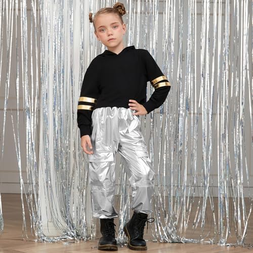 Perfashion Metallic Cargo Pants for Girls 6-15Y 1