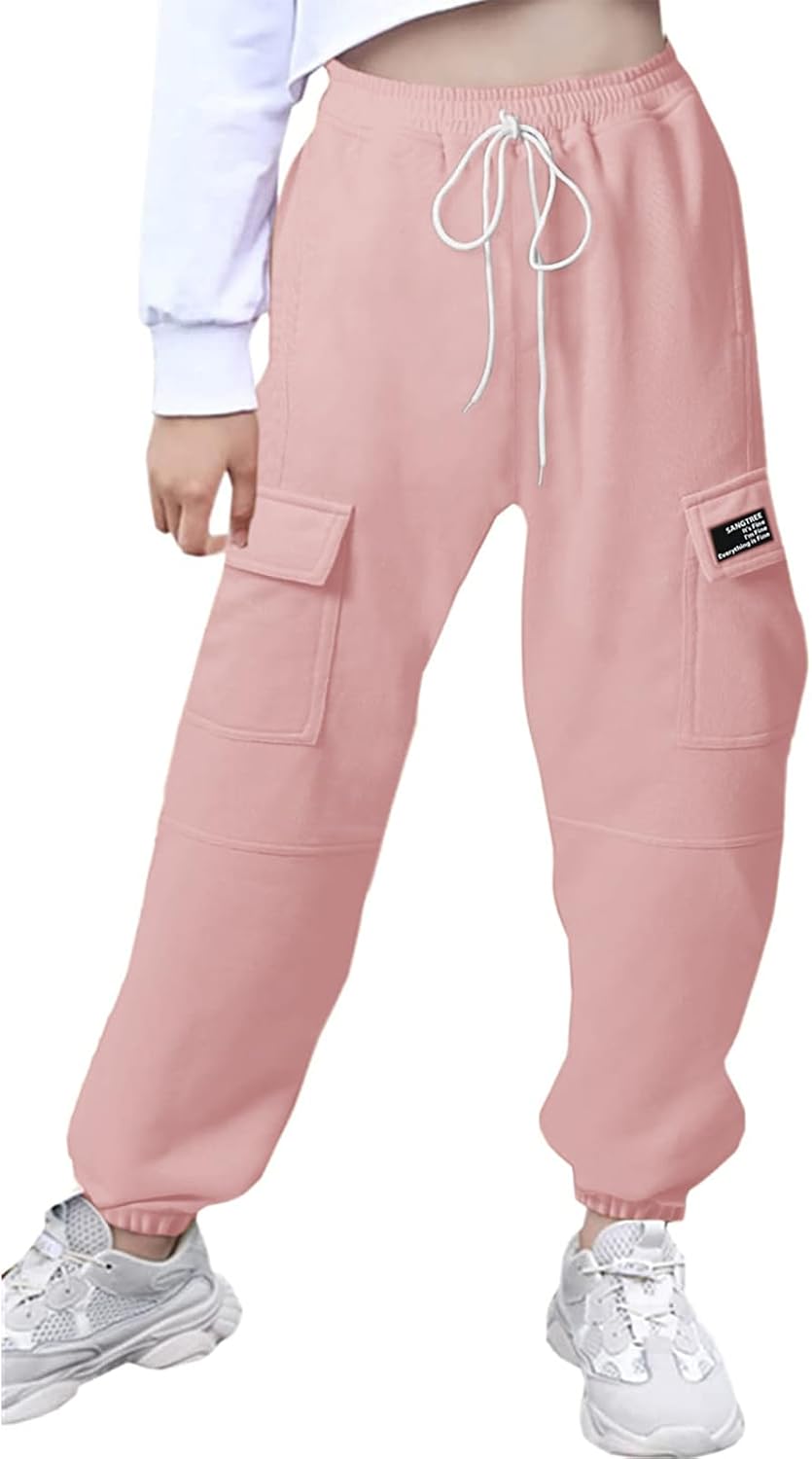 SANGTREE Girls Drawstring Cargo Jogger Pants