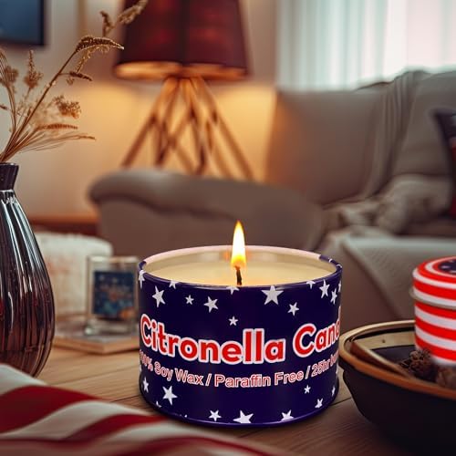 4 Pack 4 Oz 25 Hour Citronella Candles with National Flag Design